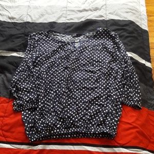 Navy Blue Polka Dot Top
